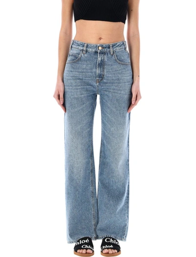 Chloé Straight Denim Marcie Detail In Foggy Blue