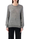 Saint Laurent Fine-knit Crew-neck Jumper In Grey