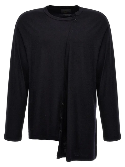 Yohji Yamamoto Oblique Buttons Sweater In Blue