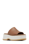 Sorel Dayspring Platform Slide Sandal In Velvet Tan/ Chalk