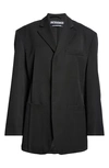 Jacquemus La Veste Dhomme Wool Jacket In Black