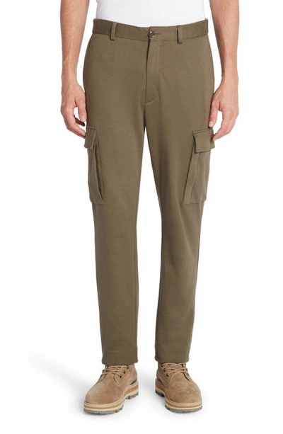 Moncler Men's Soft Cotton-nylon Cargo Trousers In Olive