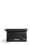 Jacquemus Womens Black La Petite Pochette Rond Leather Clutch Bag