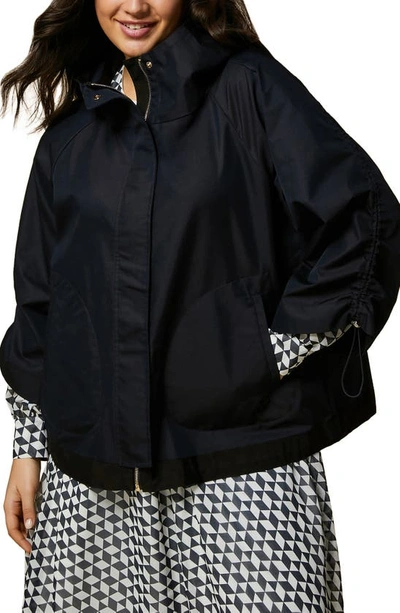 Marina Rinaldi Plus Size Ecru Hooded Water-resistant Jacket In Midnightblue