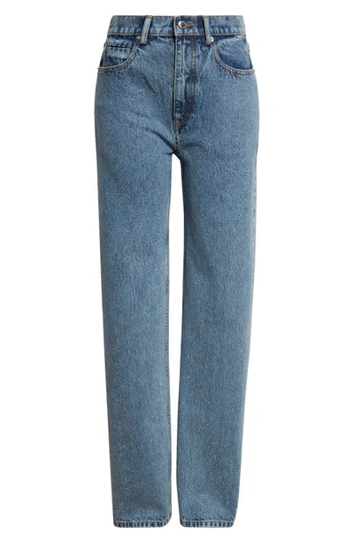 Alexander Wang Embellished Relaxed Straight Leg Jeans In Vintage Light Indigo