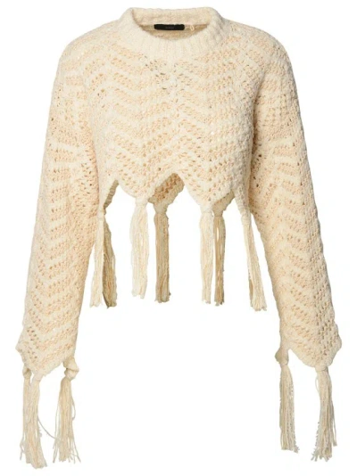 Alanui Fringed Crop Top In Neutrals