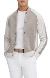 Reiss Pelham - Taupe/white Colourblock Jersey Bomber Jacket, M