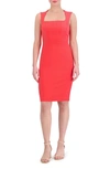Vince Camuto Signature Stretch Crepe Body-con Dress In Hot Coral
