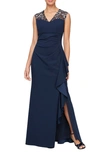 ALEX EVENINGS EMBROIDERED SLEEVELESS GOWN