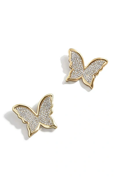 Baublebar On The Fly Pave Butterfly Statement Stud Earrings In Gold Tone