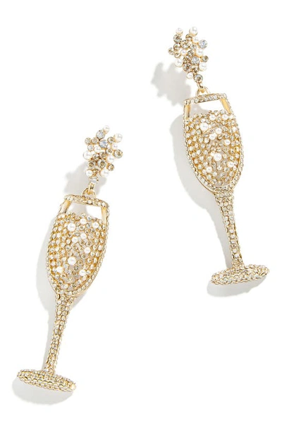 Baublebar What's Poppin Pave & Imitation Pearl Champagne Glass Drop Earrings In Gold Tone In White/gold