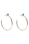 Argento Vivo Semiprecious Stone Hoop Earrings In Gold/ Green