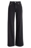 Re/done 70s Ultra High Rise Wide Cotton Jeans In Black