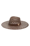 Valentino Garavani Large Brim Hat V Signature Panama In Kg8 Fondant/ Fondant