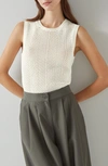Lk Bennett Ava Open Stitch Sleeveless Cotton Blend Sweater In White