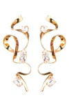 Sterling King Crystal Ribbon Drop Earrings In Gold