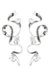 Sterling King Crystal Ribbon Drop Earrings In Sterling Silver