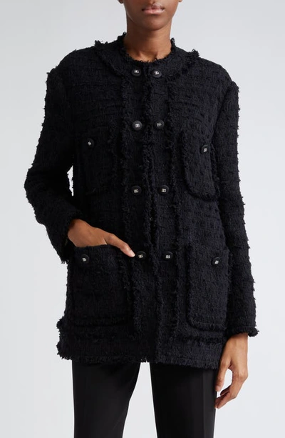 Dolce & Gabbana Tweed Jacket In Nero