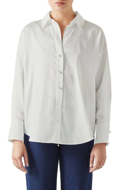 Lk Bennett Beatrice Button-down Cotton Shirt In White