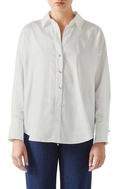 Lk Bennett Beatrice Pleated Cotton Shirt In Whi-pure White