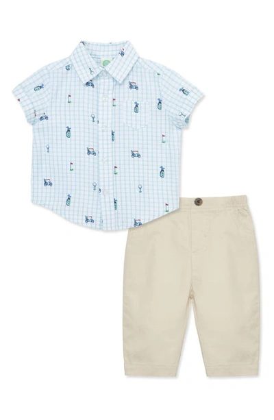 Little Me Baby Boys Golf Shirt And Pants Set In Tan