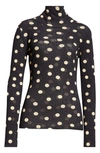 STELLA MCCARTNEY POLKA DOT MOCK NECK NYLON TOP