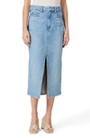 Paige Meadow Raw Hem Denim Midi Skirt In Ysabel