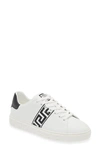 Versace White White Black Greca Embroidered Sneakers In 2w020-white Black