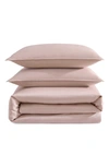 Calvin Klein Earth Collection Cotton Sateen 3 Piece Duvet Cover Set, Queen In Pink
