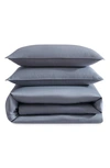 Calvin Klein Earth Collection Cotton Sateen 3 Piece Duvet Cover Set, Queen In Blue