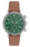 Ted Baker Men's Barnett Backlight Stainless Steel & Leather Chronograph Watch/41mm In Brown