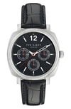 Ted Baker Harryl Chronograph Leather Strap Watch, 42mm In Black