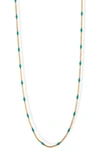 Argento Vivo Enamel Station Curb Chain Necklace In Gold/ Green