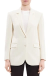 Theory Tailored Slim Blazer In Admiral Crepe In Rice