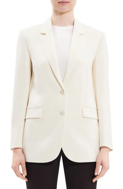 Theory Tailored Slim Blazer In Admiral Crepe In White