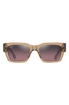 Maui Jim Kenui 53mm Polarizedplus2® Square Sunglasses In Shiny Trans Light Brown