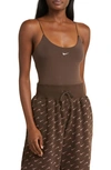 Nike Women's  Sportswear Chill Knit Tight Cami Bodysuit In Brown