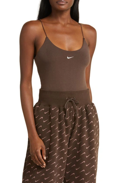 Nike Women's  Sportswear Chill Knit Tight Cami Bodysuit In Brown