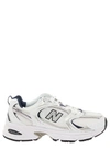 NEW BALANCE '530' WHITE AND BLUE LOW TOP SNEAKERS WITH LOGO PATCH IN TECH FABRIC WOMAN