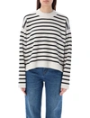 Ami Alexandre Mattiussi Horizontal-stripe Jumper In Chalk Black