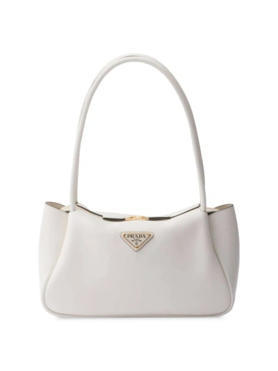 Prada Medium Leather Handbag In White