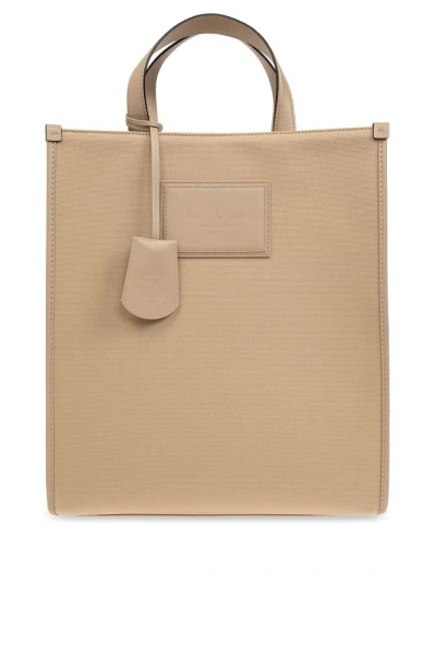 Moncler Logo-patch Cotton Tote Bag In Neutrals