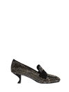 La Rose Heeled Loafers Crystal Black In Black