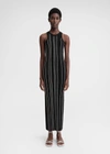 Totême Striped Ribbed-knit Maxi Dress In Black