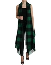 DOLCE & GABBANA BLACK GREEN BUFFALO CHECK PONCHO COAT JACKET