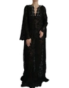 DOLCE & GABBANA BLACK LACE CRYSTAL EMBELLISHED SHIFT DRESS