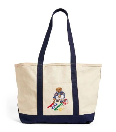 Polo Ralph Lauren Painting Polo Bear Tote Bag In White