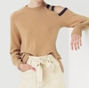 Soh Open Shoulder Embellished Sweater In Camel In Brown