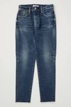 Moussy Vintage Clarence High Waisted Straight Jean In Dark Blue In Blue