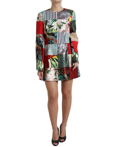 Dolce & Gabbana Multicolor Floral Patchwork Shift Mini Dress